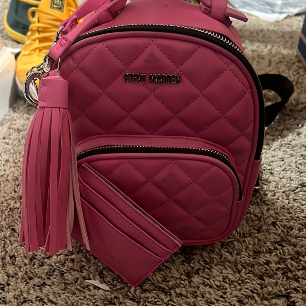 Steve Madden Pink Quilted Backpack